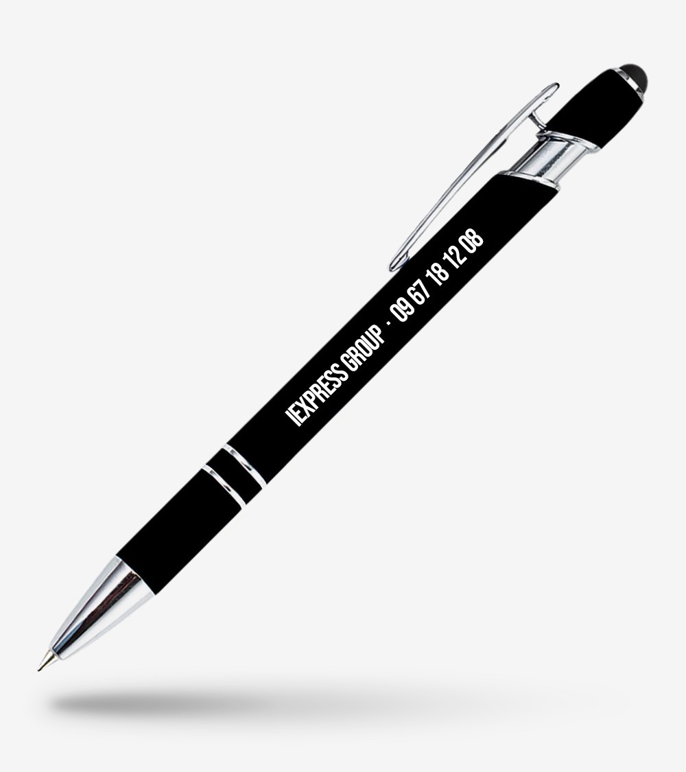 stylo personnalisé noir avec stylet