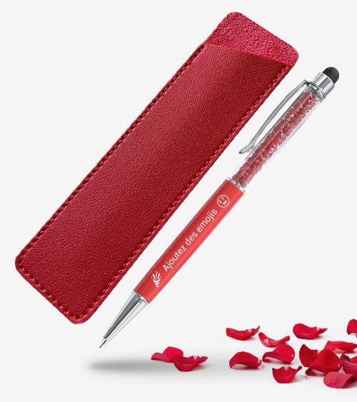 stylo personnalisé rouge dans son étui