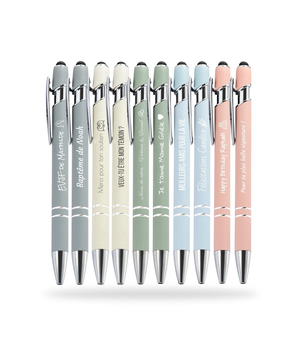 Lot de 10 stylos personnalisés Pastel Chrome — Arc-en-ciel