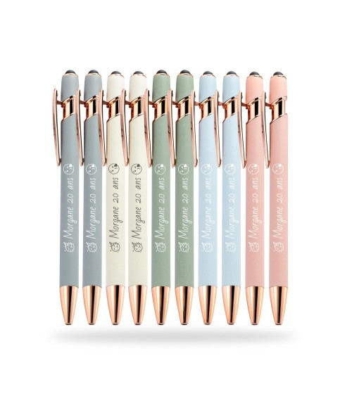 Lote de 10 bolígrafos personalizados Pastel Rose Gold — Arcoíris