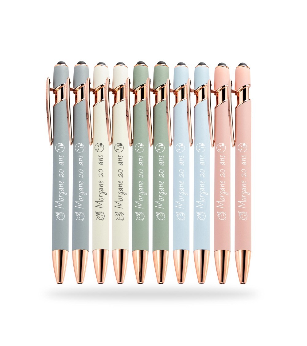 Lot de 10 stylos personnalisés Pastel Rose Gold — Arc-en-ciel