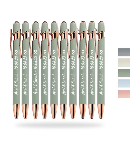 Set di 10 penne personalizzate Pastel Rose Gold per i tuoi invitati