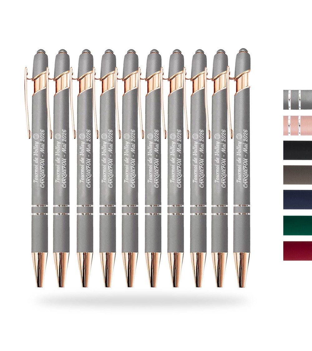 Lote de 10 bolígrafos personalizados Soft Touch Rose Gold