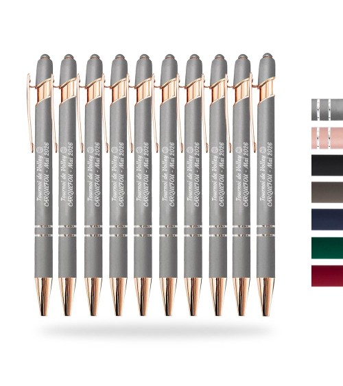 Lot de 10 stylos personnalisés Soft Touch Rose Gold pour vos invités