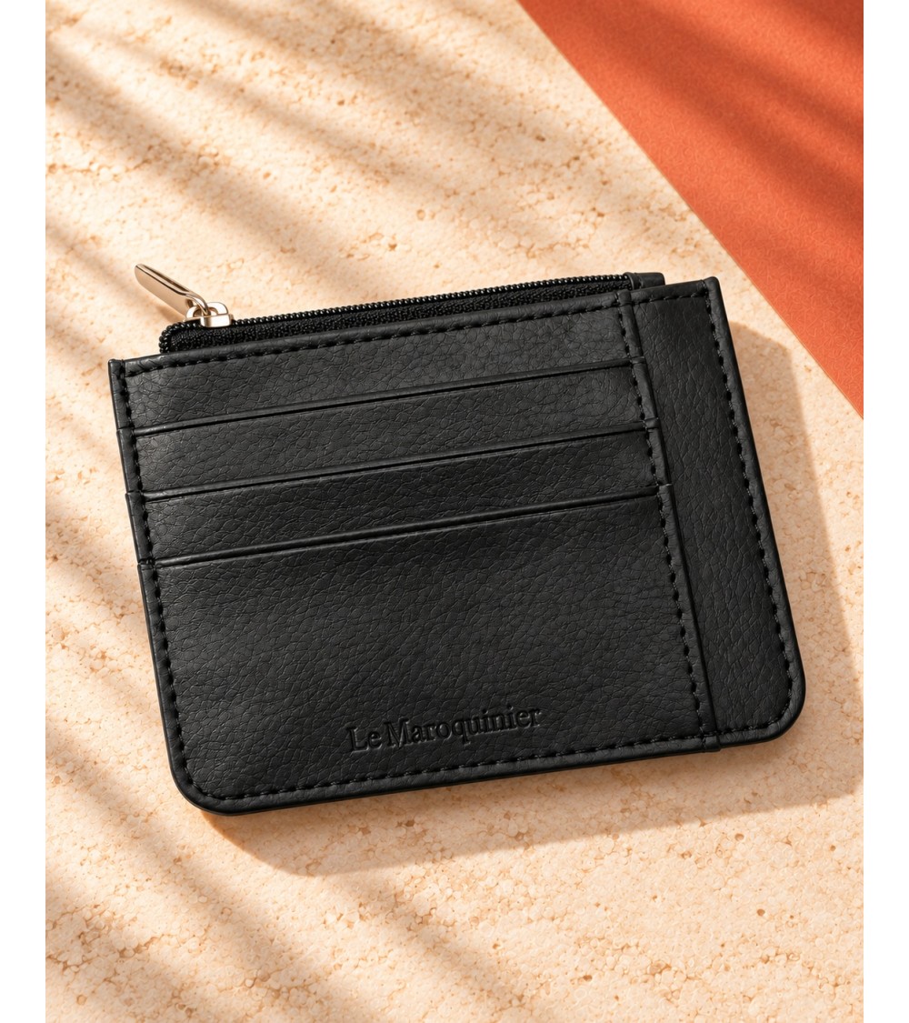 Porte-cartes zippé noir Le Maroquinier, 8 emplacements cartes