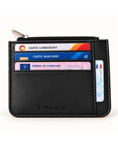 Porte-cartes zippé noir Le Maroquinier | Jolis Papiers