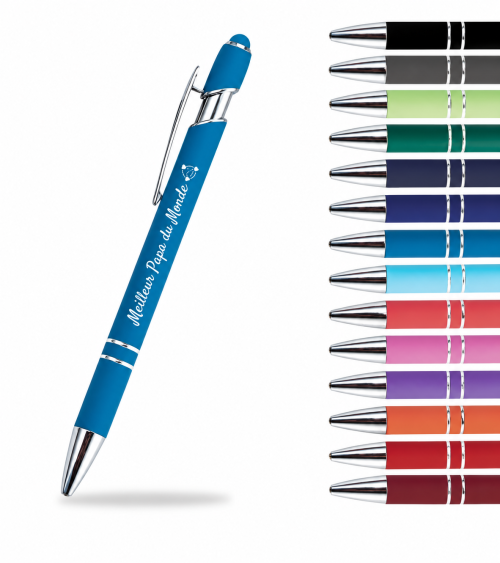 Stylo Soft Touch Chrome personnalisé avec prénom