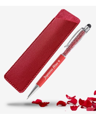stylo personnalisé rouge dans son étui