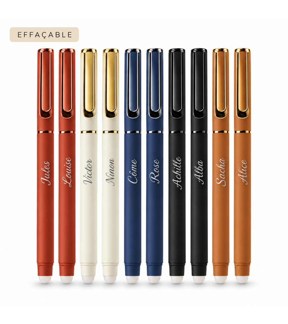 Lot Arc-en-ciel de 10 stylos effaçables personnalisés