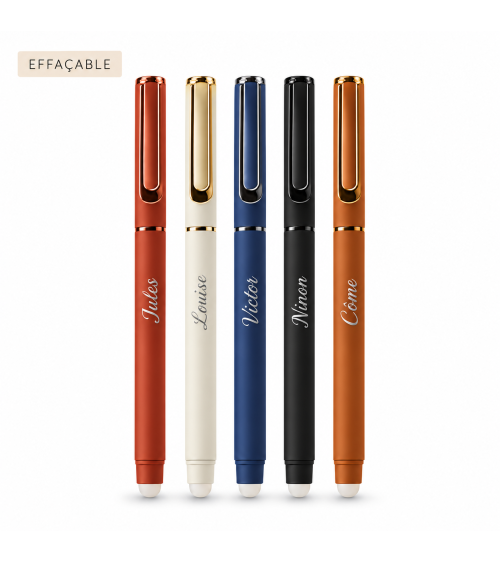 Lot Arc-en-ciel de 5 stylos effaçables personnalisés