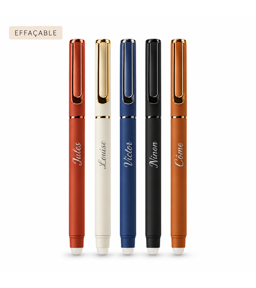 Lot Arc-en-ciel de 5 stylos effaçables personnalisés