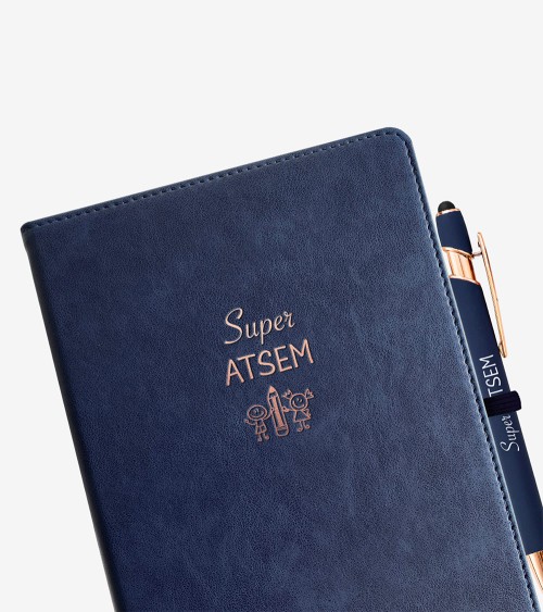 Carnet de notes A5 "Super ATSEM" et son stylo assorti