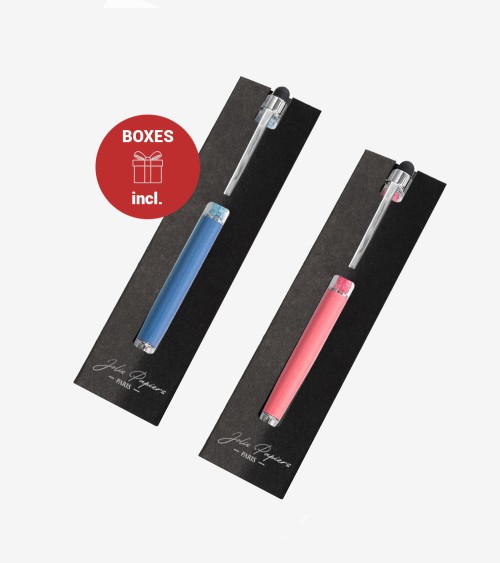 Stylos Personnalisés Bleu Denim/Corail Cristaux