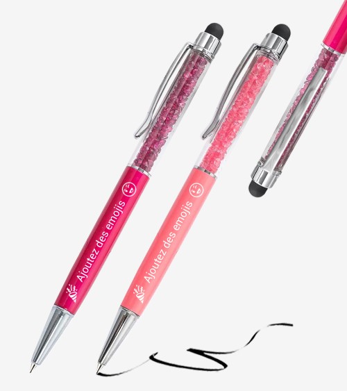 Stylos Personnalisés Fuchsia/Corail Cristaux