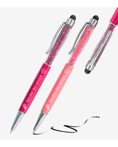 Stylos Personnalisés Fuchsia/Corail Cristaux