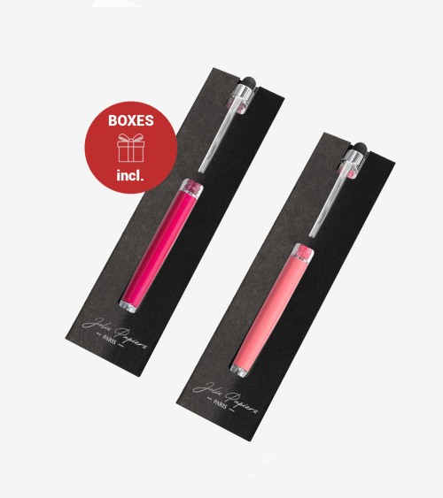 Stylos Personnalisés Fuchsia/Corail Cristaux