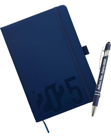 Carnet de Notes A5 avec Stylo Personnalisé Assorti - Edition 2025 (Bleu Marine)