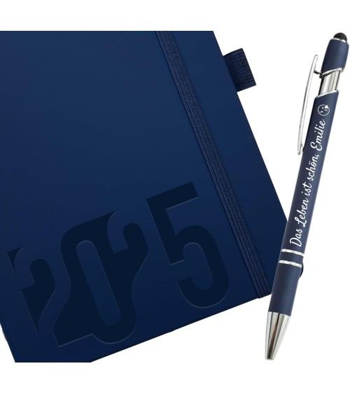 Carnet de Notes A5 avec Stylo Personnalisé Assorti - Edition 2025 (Bleu Marine)