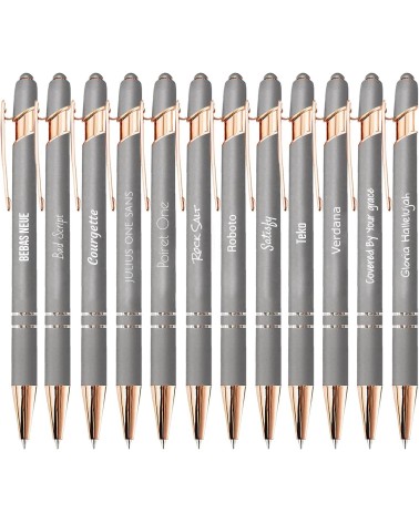 Stylo Personnalisé Rose Gold – Gris Argent | Édition Noël – Gravure laser blanche