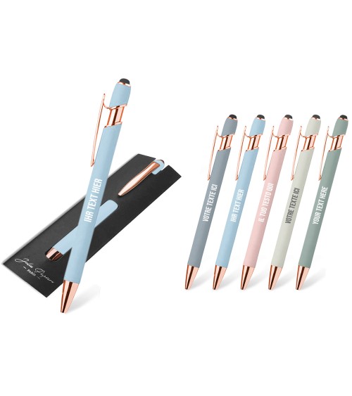 stylo-personnalisé-rose-gold-pastel-bleu