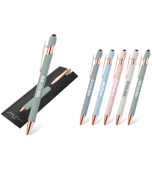 stylo personnalisé rose gold pastel vert d'eau