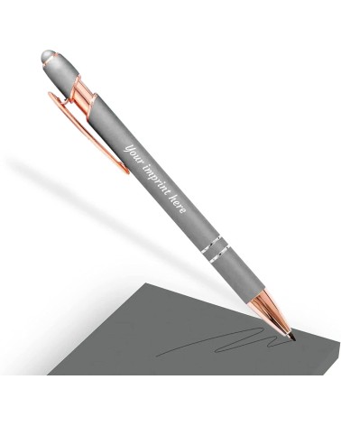 Stylo Personnalisé Rose Gold – Gris Argent | Édition Noël – Gravure laser blanche
