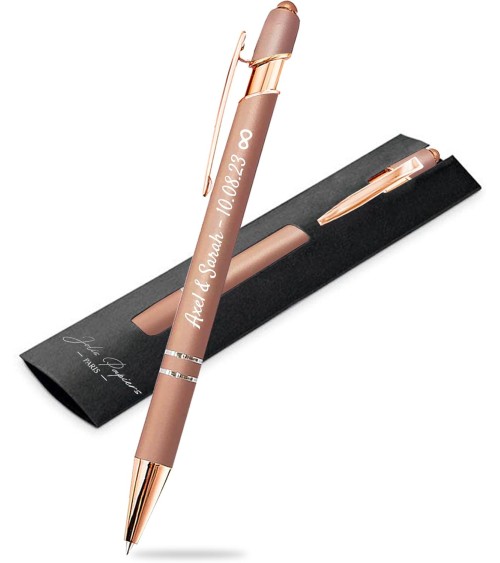Stylo personnalisé Soft Touch 2 en 1 – Finition Rose Gold avec stylet
