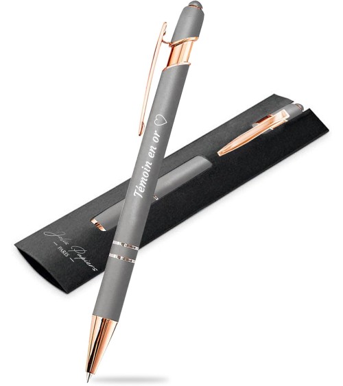 Stylo Personnalisé Rose Gold – Gris Argent