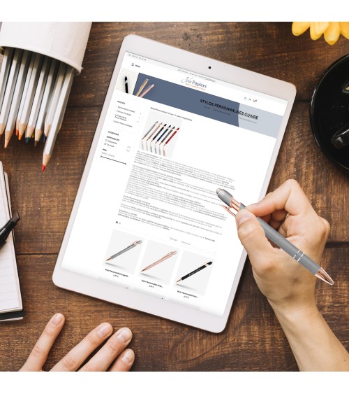 stylos personnalisés rose gold bleu marine