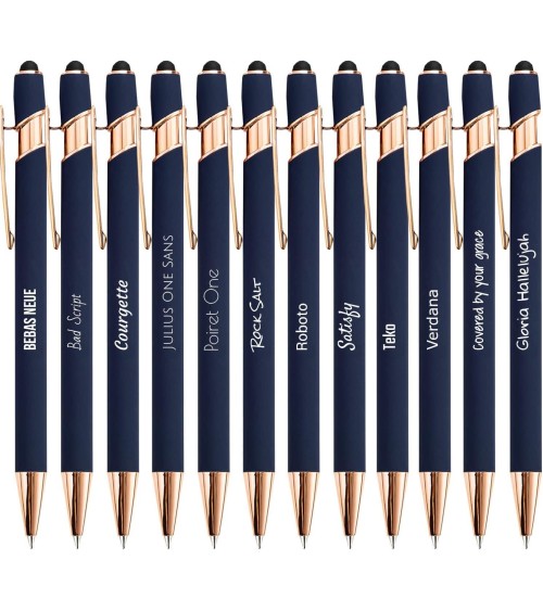 stylos personnalisés rose gold bleu marine
