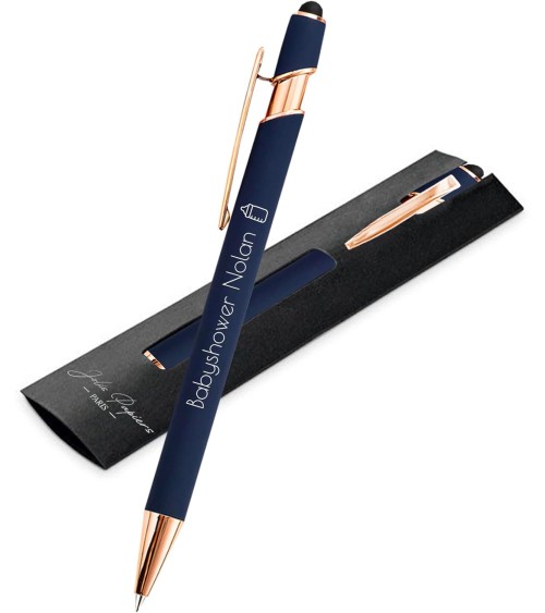 stylos personnalisés rose gold bleu marine