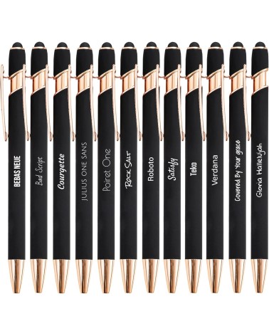 Stylo Personnalisé Rose Gold – Noir | Gravure Laser Blanche | Soft Touch 2-en-1