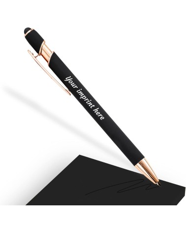 Stylo Personnalisé Rose Gold – Noir | Édition Noël – Gravure laser blanche
