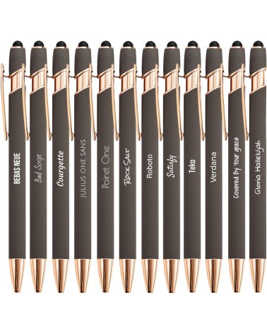 Stylo Personnalisé Rose Gold – Gris Taupe | Édition Noël – Gravure blanche