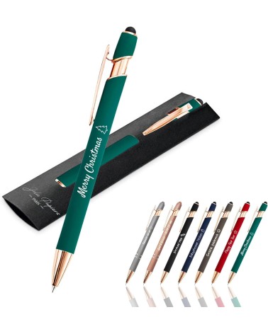 Stylo Personnalisé Rose Gold – Vert | Édition Noël – Gravure laser blanche