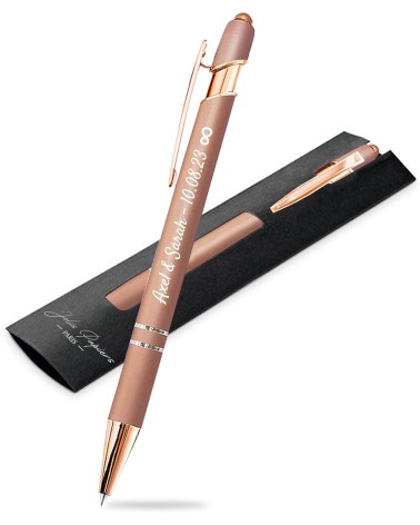 Stylo Personnalisé Full Rose Gold | Édition Noël – Gravure blanche