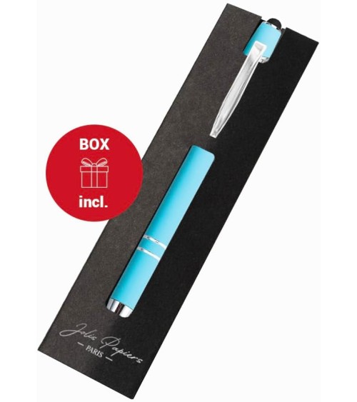 stylo personnalisé soft touch bleu caraibes