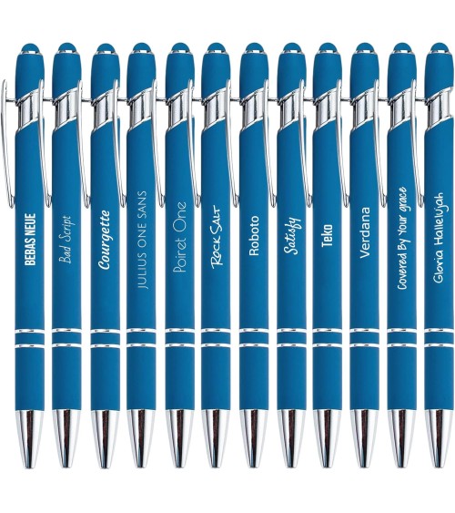 stylos personnalisés soft touch bleu clair
