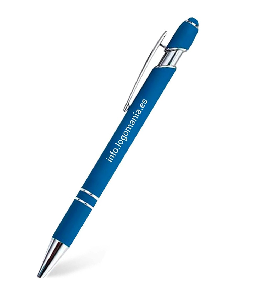 stylos personnalisés soft touch bleu clair