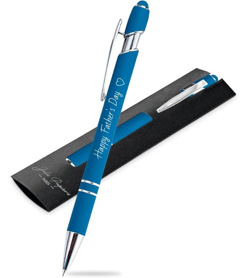 stylos personnalisés soft touch bleu clair