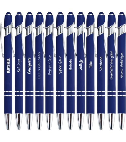 stylos personnalisés soft touch bleu électrique