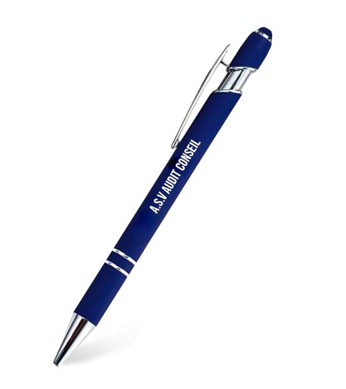stylos personnalisés soft touch bleu électrique