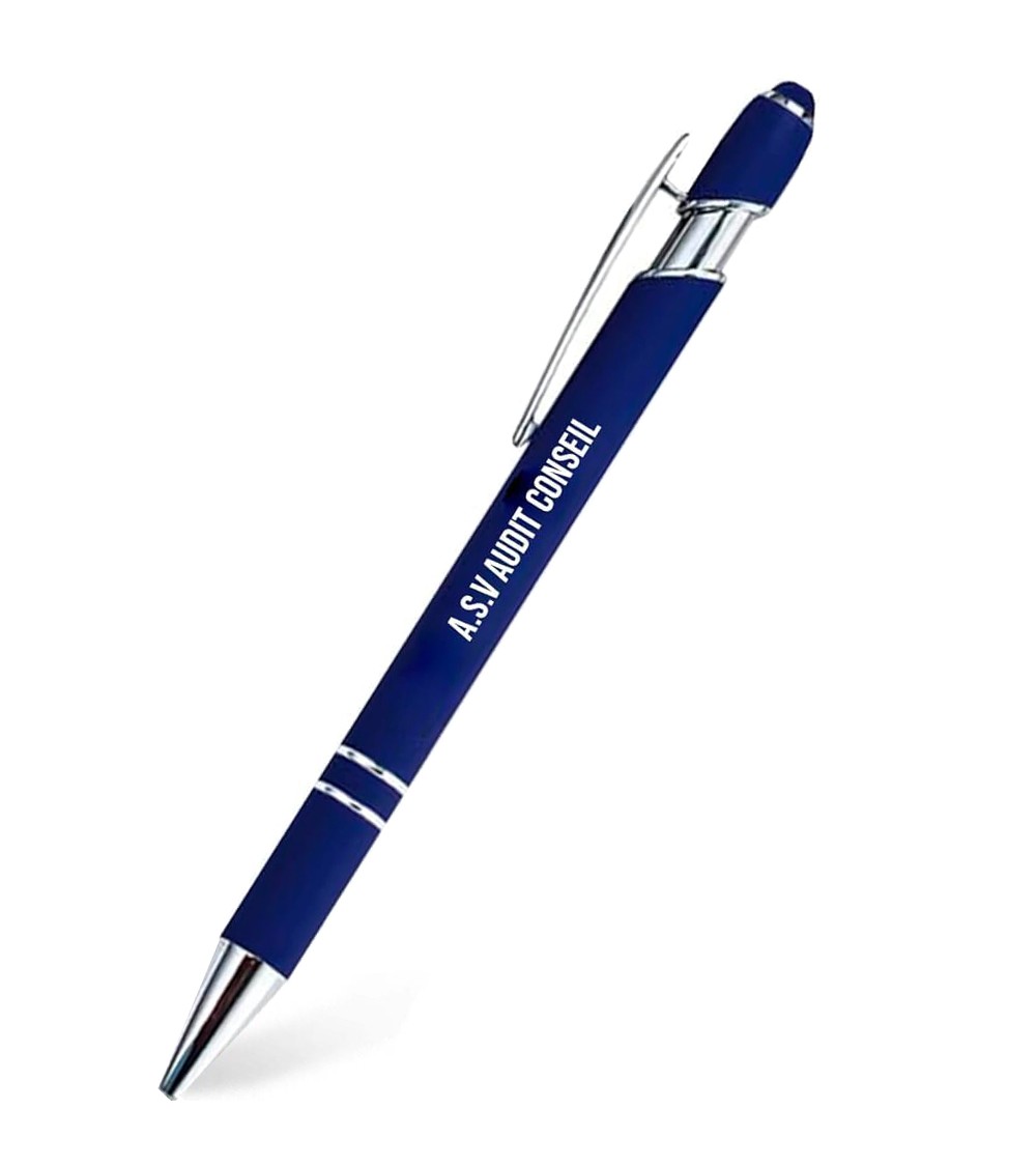 stylos personnalisés soft touch bleu électrique