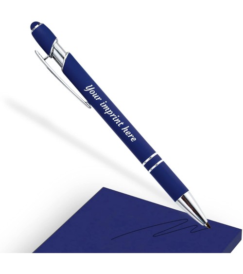 stylos personnalisés soft touch bleu électrique