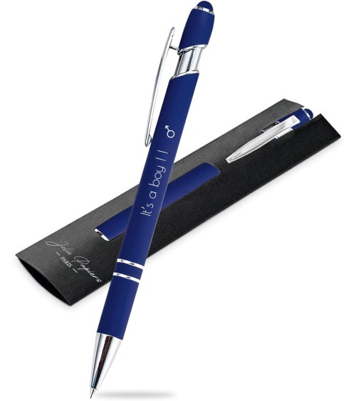 stylos personnalisés soft touch bleu électrique