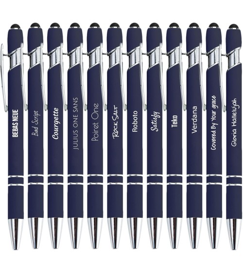 stylos personnalisés soft touch bleu marine