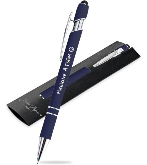 stylos personnalisés soft touch bleu marine