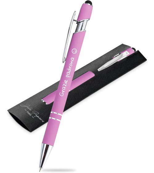 stylos personnalisés soft touch rose parme