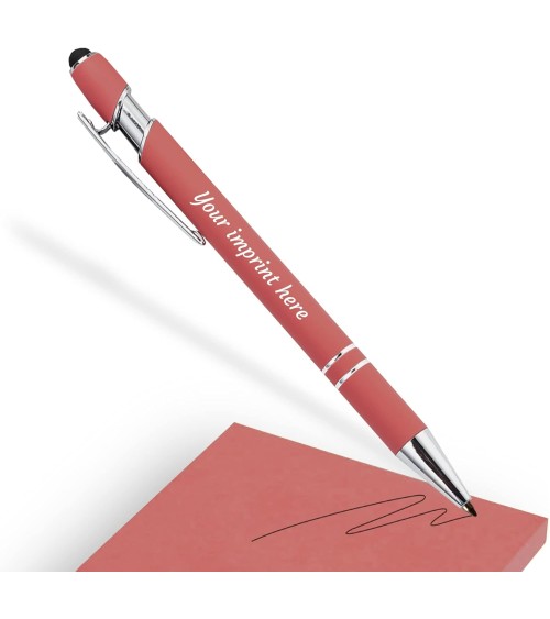 stylos personnalisés soft touch corail