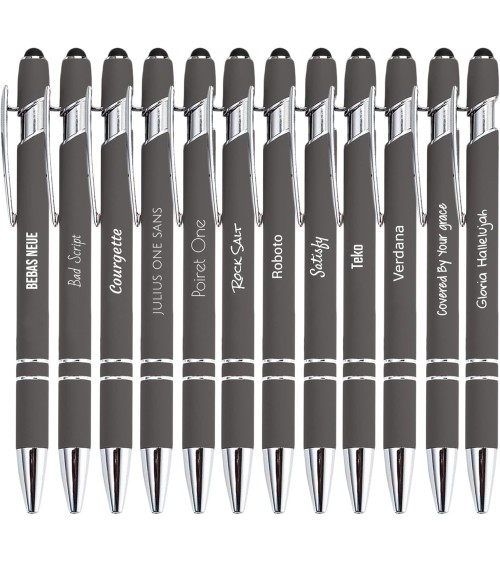 stylos personnalisés soft touch gris taupe